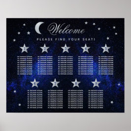 Poster 9 Estrelas Mesas Placa de Casamento da Lua Celesti
