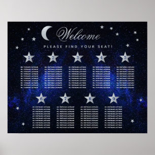 Poster 9 Estrelas Mesas Placa de Casamento da Lua Celesti