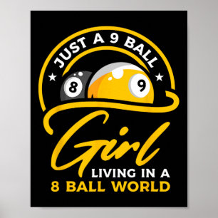 Poster 9 Garota Vivendo Em 8 Ball World Piscina Snooker B