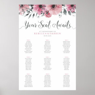 Poster 9 Gráfico de Casamento Floral Cor-de-Rosa Mesa