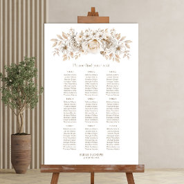 Poster 9 Mesa Gráfico de Assentos Floral Branco Casamento