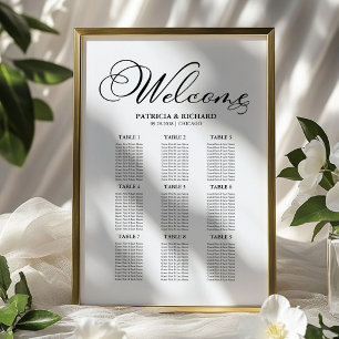 Poster 9 Mesas Quadro de Assentos de Casamento Simples