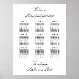 Poster 9 Tabela Gráfico de Assentos Minimalista Elegante