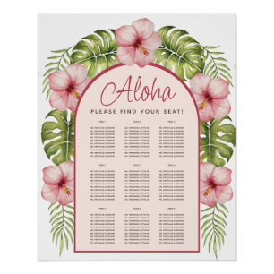 Pôster 9 Tabelas Carta de Assentos de Arco Floral Tropica