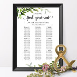 Poster 9 Tables Wedding Seating Chart Elegant Greenery<br><div class="desc">An elegant calligraphy wedding seating chart sign. Easy to personalize with your details and add your own background color. Please feel free to contact me if you have any special requests. PLEASE NOTE: For assistance on orders,  shipping,  product information,  etc.,  contact Zazzle Customer Care directly https://help.zazzle.com/hc/en-us/articles/221463567-How-Do-I-Contact-Zazzle-Customer-Support-.</div>