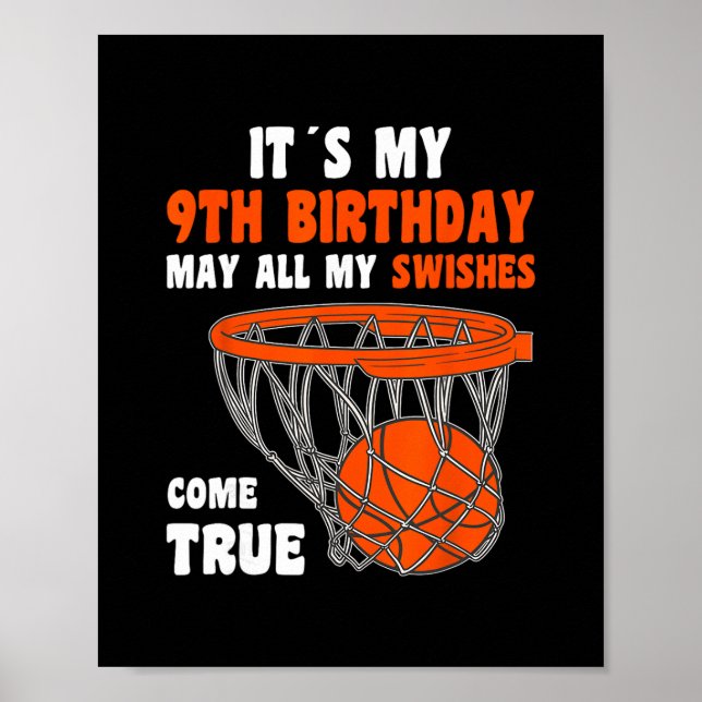 Poster 9 Year Old Happy 9th Birthday Sketll 9th Birthday  (Frente)