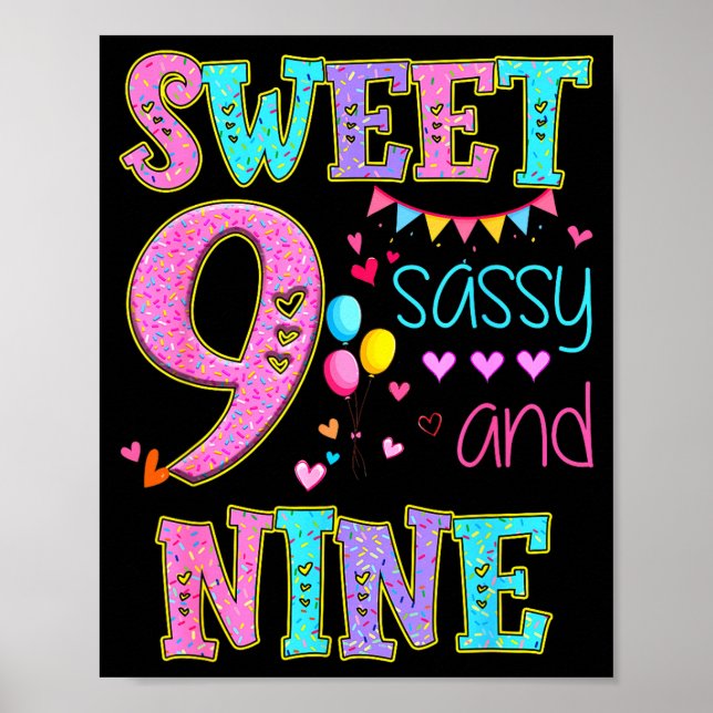 Poster 9 Years Old Sweet Sy And Nine Birthday Girl Donut  (Frente)