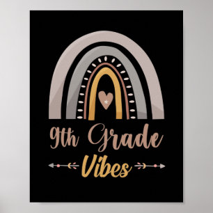 Poster 9th Grade Vibes Rainbow Ninth Grade Back to School