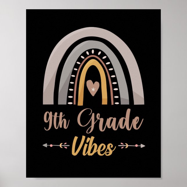 Poster 9th Grade Vibes Rainbow Ninth Grade Back to School (Frente)