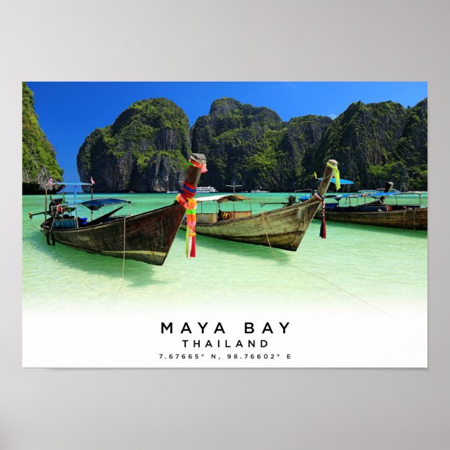Poster A3 Baía Maya | Praia Maya | Ko Phi Phi | Tailândia (Frente)