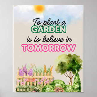 Poster A4 para plantar um jardim é acreditar no fu