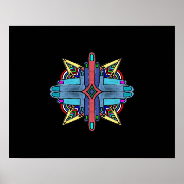 Pôster A abstrato Diversidade Mãos a Pintura - Poster. (Frente)