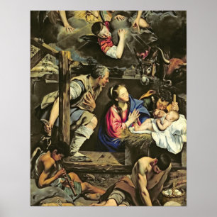 Poster A adoração dos pastores, 1612 (óleo no canva