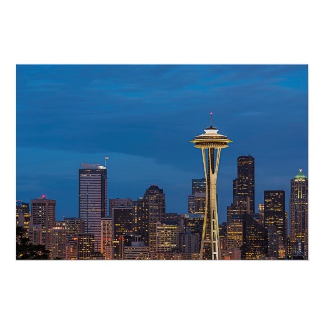 Pôster A Agulha Espacial e o centro Seattle (Frente)