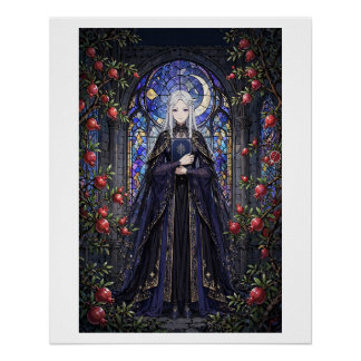 Pôster A Alta Sacerdotisa Arte Gótica de Tarot Anime — Mi