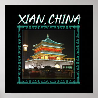 Poster A antiga torre Xian Bell da China