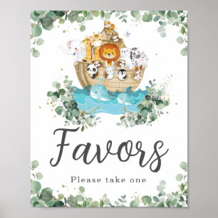 Poster A Arca de Noah Greenery Chá de fraldas de Aniversá