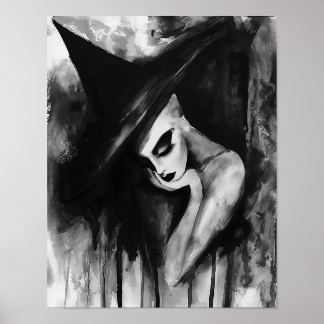 Poster A Arte Abstrata Preto e Branco da Bruxa Nostálgica (Frente)