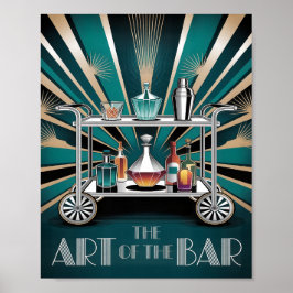 Poster A Arte do Bar Carrinho de Cocktail Art Déco