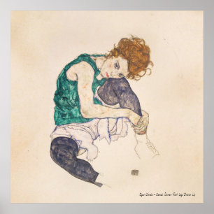 POSTER A ARTE, EGON SCHIELE ASSENTOU A MULHER COM OS PÉS