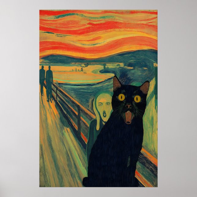 Poster A Arte Impressa do Gato do Grito Giclée de Gato Pr (Frente)
