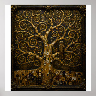 Poster A Árvore da Vida Arte em Relevo Enquadrada Coruj