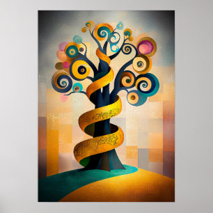 Poster A Árvore da Vida - Visão Cubista Minimalista