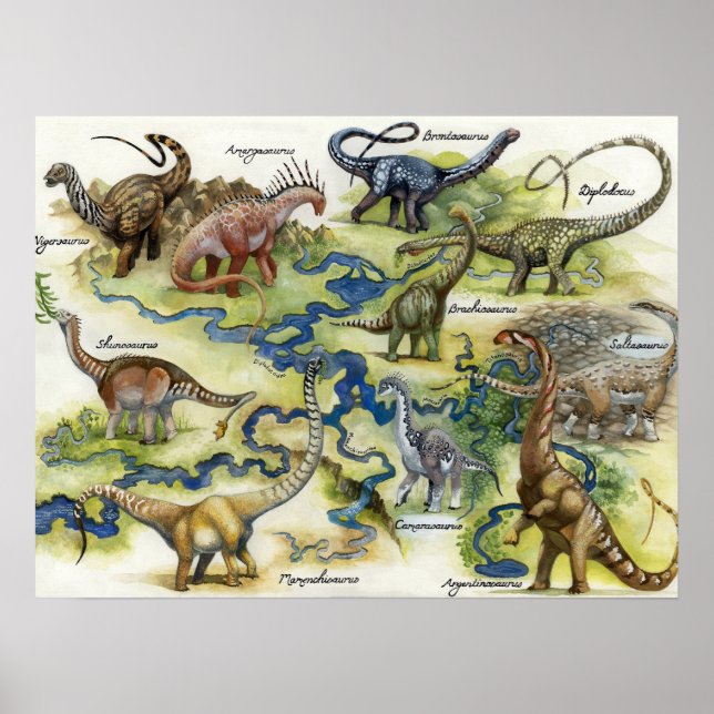 Poster A Árvore Genealógica dos Sauropodes Impressa (Frente)