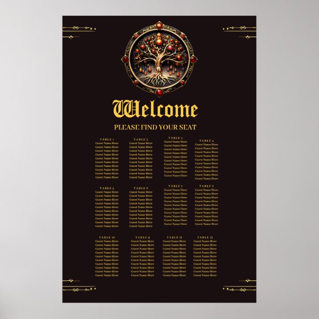 Poster A árvore ouro da vida do misticismo. (Frente)