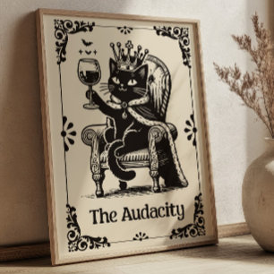 Poster A Audácia Arte de Carta de Tarot Divertida de Gato