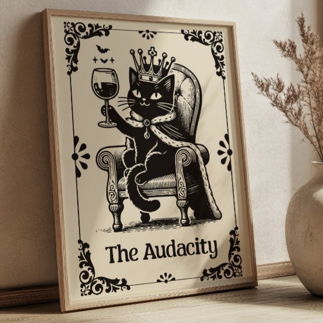 Poster A Audácia Arte de Carta de Tarot Divertida de Gato (Criador carregado)