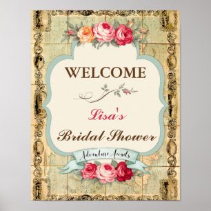 Pôster A aventura espera rosas do mapa do mundo do