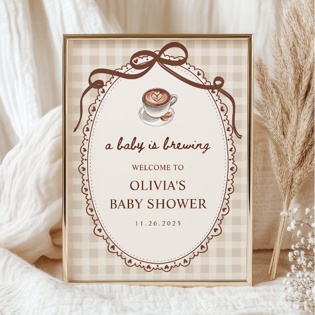Poster A Baby is Brewing Coffee Baby Shower Welcome (Criador carregado)