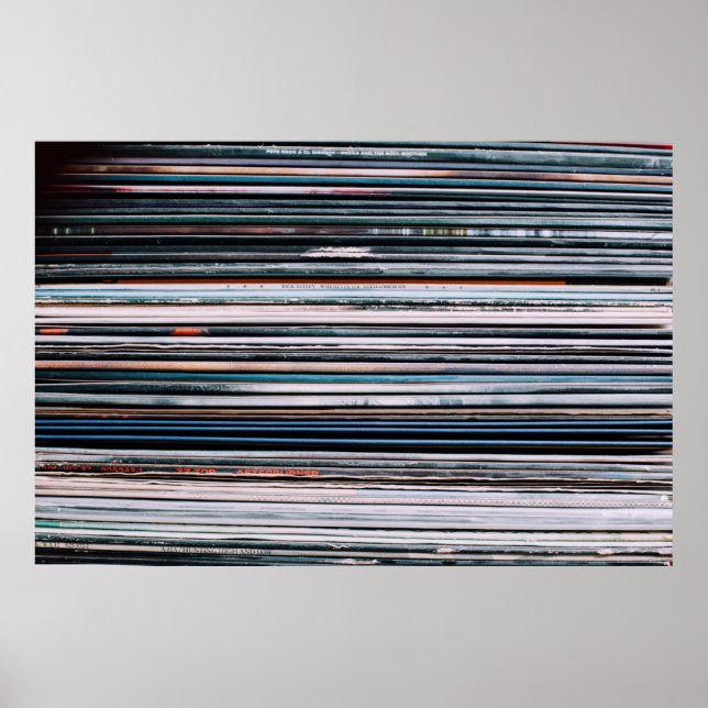 Poster A background consisting of a stack of records in t (Frente)