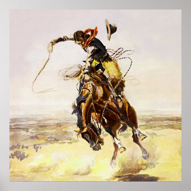 Poster "A Bad Hoss" de Charles M Russell (Frente)