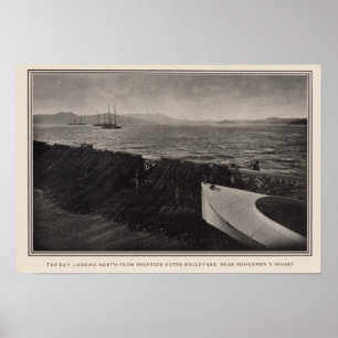 Poster A baía perto do cais dos pescadores, San Francisc