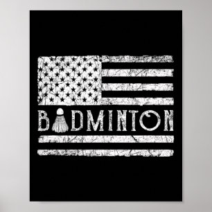 Poster A bandeira Americana Badminton Usa Enche O Patrimô