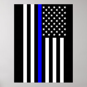 Poster A bandeira americana fina simbólica de Blue Line