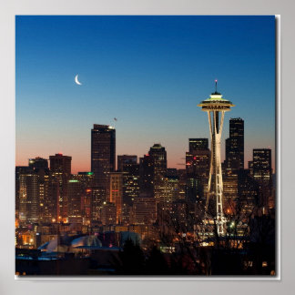 Pôster A bandeira americana voa entre a lua ascensão