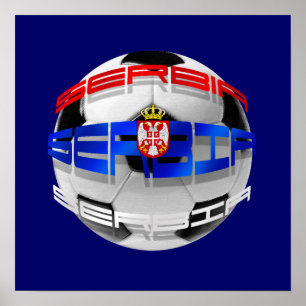 Pôster A bandeira da bola de futebol de Serbia de serbia