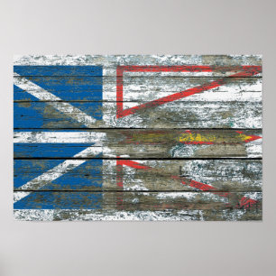 Pôster A bandeira de Terra Nova na madeira áspera embarc