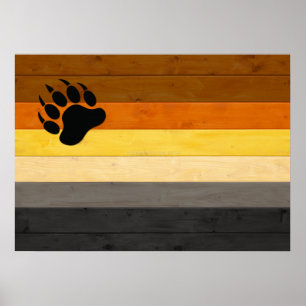 Poster A bandeira do Orgulho Urso de SlipperyJoe madeira 