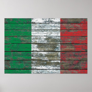 Poster A bandeira italiana na madeira áspera embarca o