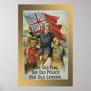 Pôster "A bandeira velha - a política velha - o líder