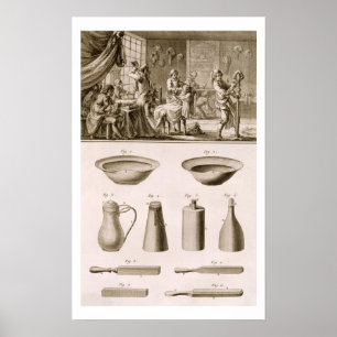 Poster A barbershop and barber tools, from the 'Encyclope