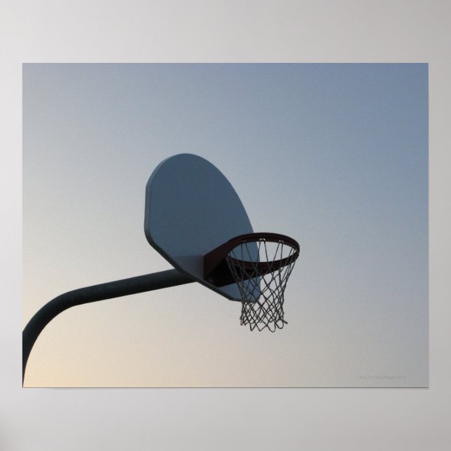 Poster A basketball backboard hoop and net. Clear blue (Frente)