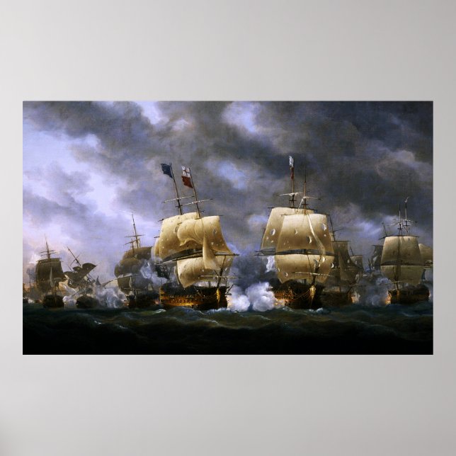 Poster A batalha de Quiberon Bay por Nicholas Pocock (Frente)