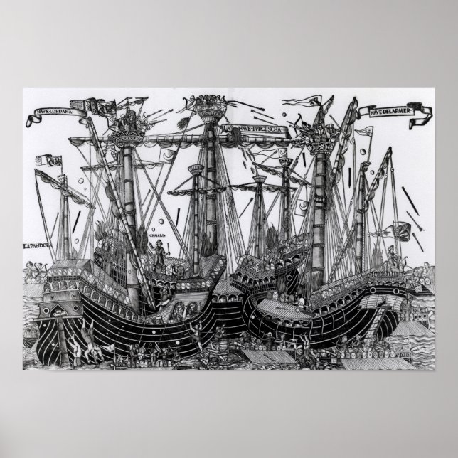 Pôster A Batalha de Zonchio em 1499 (Frente)