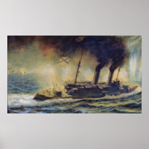 Pôster A batalha do golfo de Riga, em agosto de 1915,