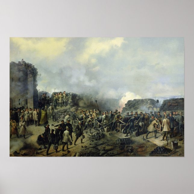 Poster A batalha franco-russa em Malakhov Kurgan (Frente)